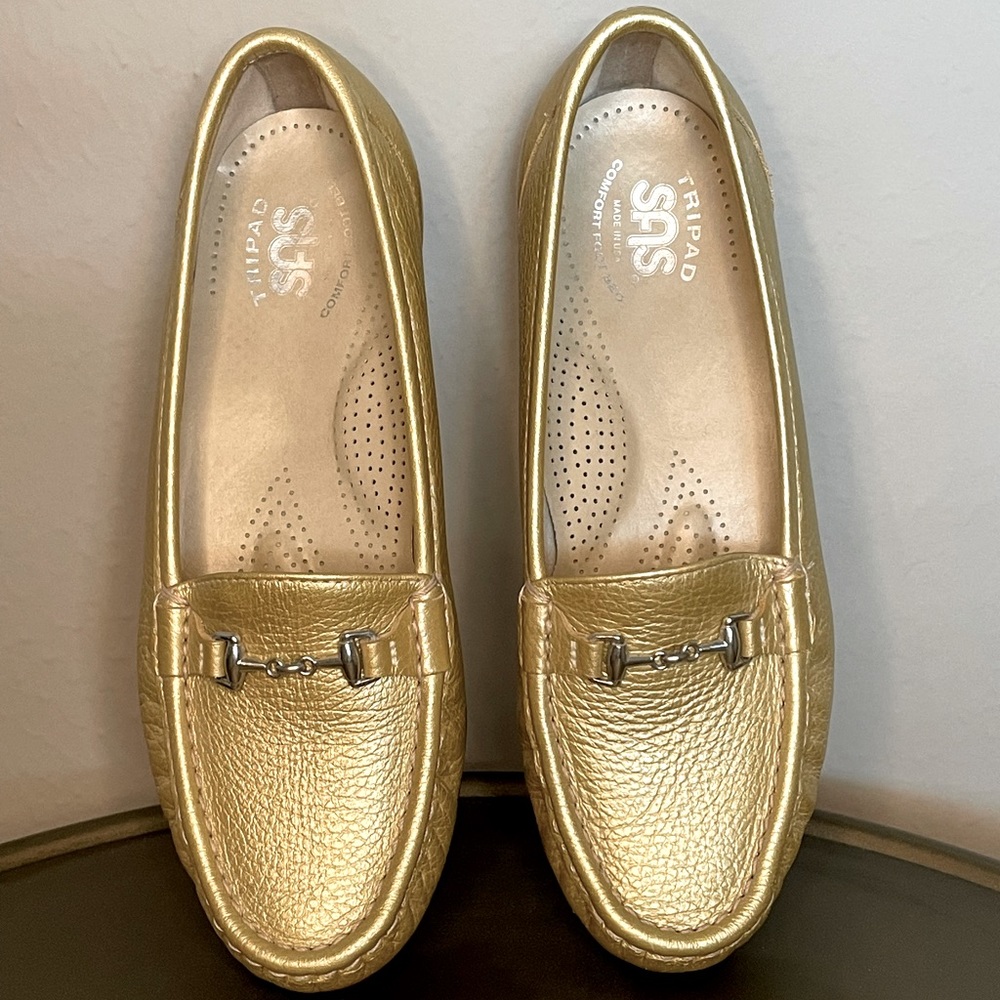 Women’s SAS Metro Gold Metal Bit Slip-On Loafers